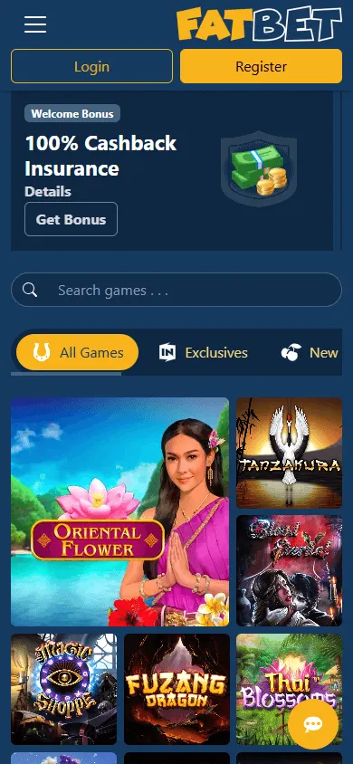 Fatbet Casino mobile home layout on a phone